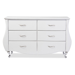 Baxton Studio Enzo Modern and Contemporary White Faux Leather 6-Drawer Dresser
